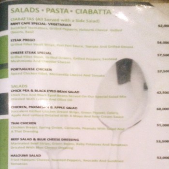 The Mint Café Menu